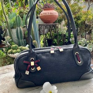 Authentic Gucci Monogram Sherry Line Satchel Bag